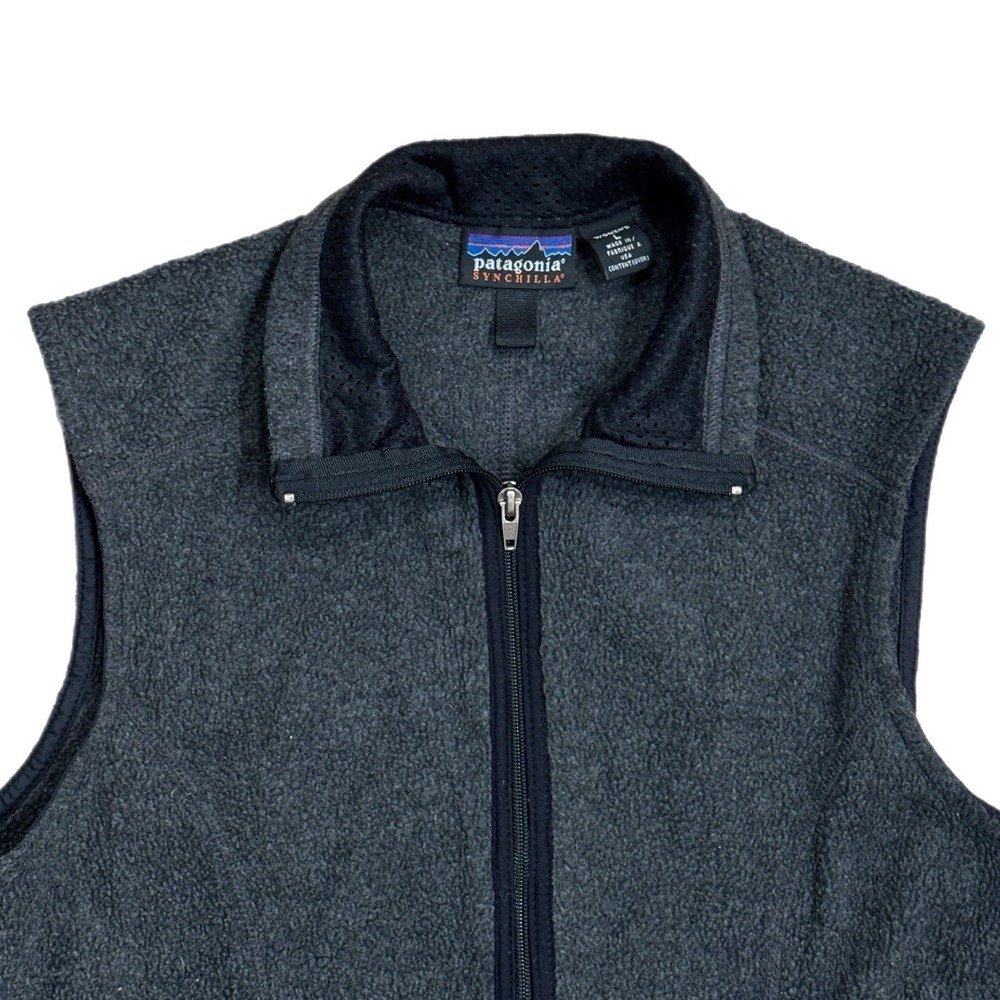 Patagonia Synchilla Fleece Vest Gray Full Zip Vintage Made in USA Womens Large - Picture 2 of 6